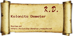 Kolonits Demeter névjegykártya